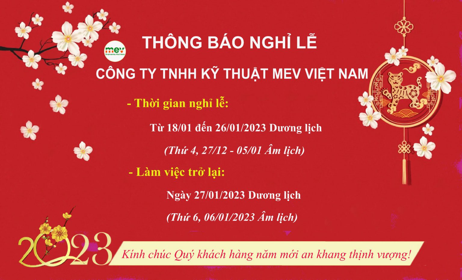 MEV Việt Nam - Chúc Mừng Năm Mới 2023 - Xuân Quý Mão