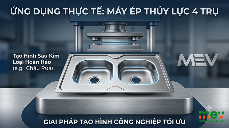 Máy Ép Thủy Lực 4 Trụ | Giải Pháp Ép, Dập Và Tạo Hình Kim Loại